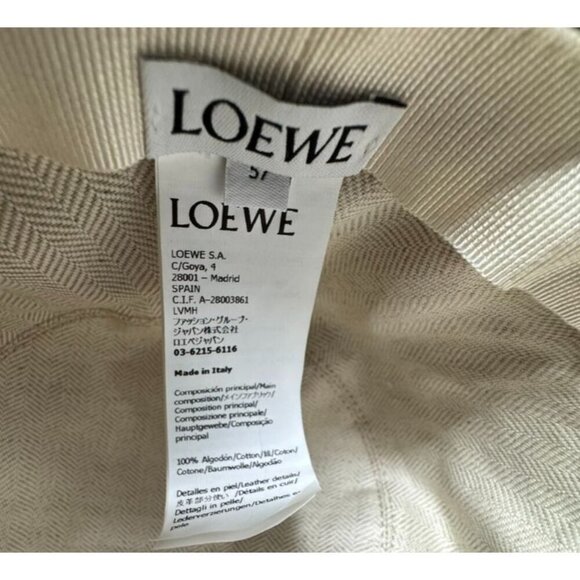 Loewe Fisherman Hat Bucket sand Beige womens Size 57 logo ribbon ties - Picture 10 of 13